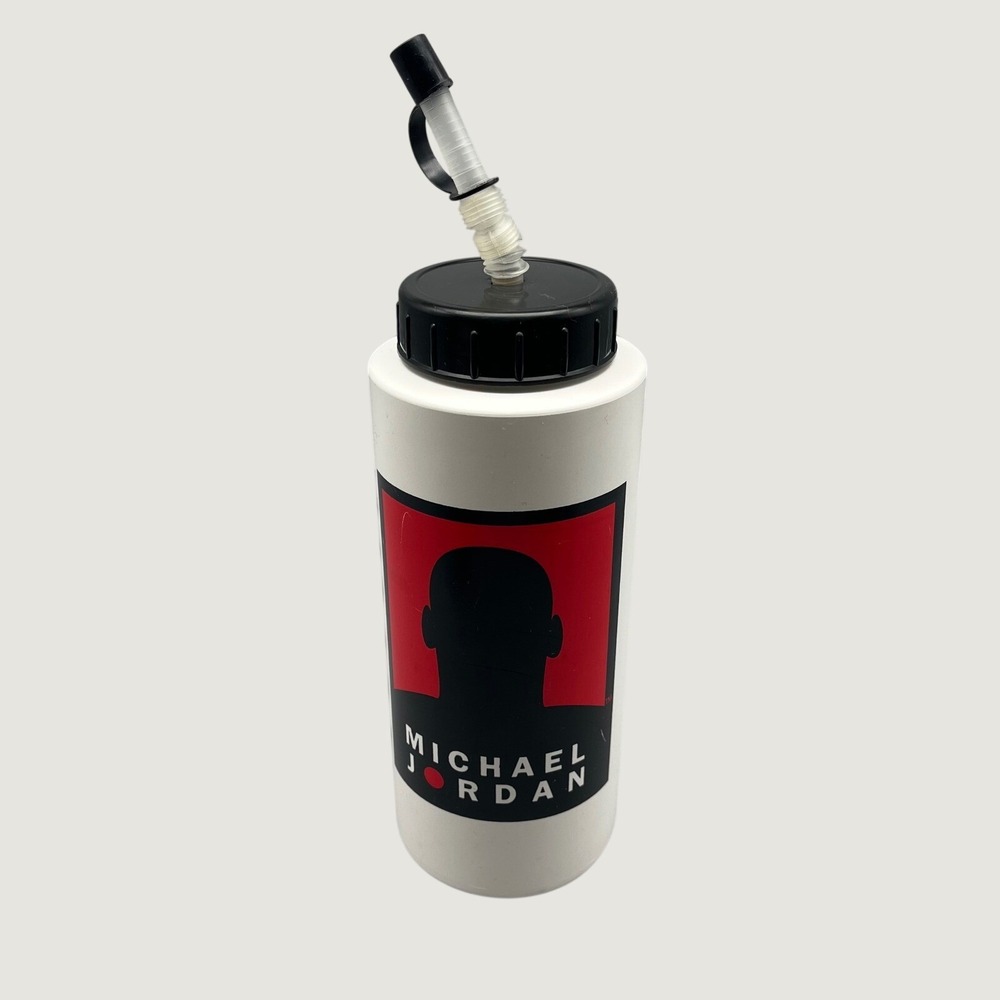Vtg 90s‎ Michael Jordan Water Bottle With Straw Collectible